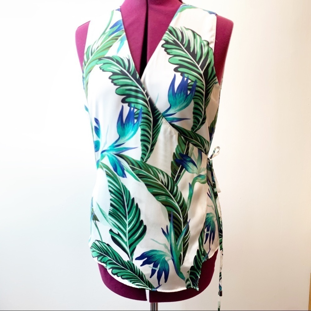 Zara Basic tropical wrap sleeveless top S